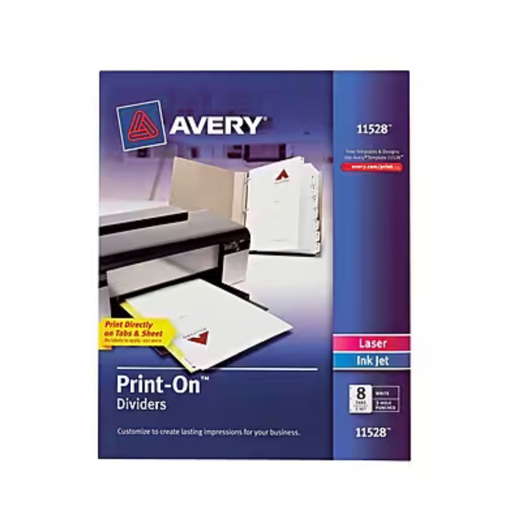 Avery Print on Dividers, 8 Tabs, 1 Set, 11528